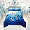 thumbnail image 1 of Erosebridal Cute Penguin Comforter Set Toddler Funny Animal Printed Bedding Set Cartoon Kawaii Polar Animal Pattern Comforter Marine life Sealife Quilt Set, 1 of 7