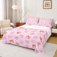 thumbnail image 1 of Erosebridal Cute Pet Paws Queen Sheet Sets for Kids, Pink Bow Knot Bed Set for Girls, 1 Flat Sheet, 1 Fitted Sheet and 2 Pillowcases, 1 of 5