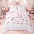 thumbnail image 1 of Erosebridal Cute Pink Bowknot Kids Queen Comforter Set,Initial Alphabet B Bedding Comforter Set For Girls,Pink Reversible,3pcs, 1 of 7