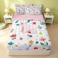 thumbnail image 1 of Erosebridal Cute Polar Bear Zipper Full Size Comforter Sets with Fitted Sheet and 2 Pillowcases, Cartoon Floral Animal Zipper Bedding Set, Pink Reversible, White Pink, Pink Reversible, 1 of 7