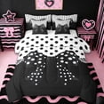 thumbnail image 1 of Erosebridal Cute Polka Dots 7-Piece Bedding Comforter Set,Cartoon Ribbon Bowknot King Bedding Sets For Girls Kids,Reversible, 1 of 7