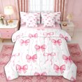 thumbnail image 1 of Erosebridal Cute Polka Dots Bowtie Twin Bedding Sets 7-Piece for Kids Girls,Cartoon Ribbon Bowknot Stripes Bedding Comforter Set for Teens,Pink Reversible,Breathable Home Decor, 1 of 6