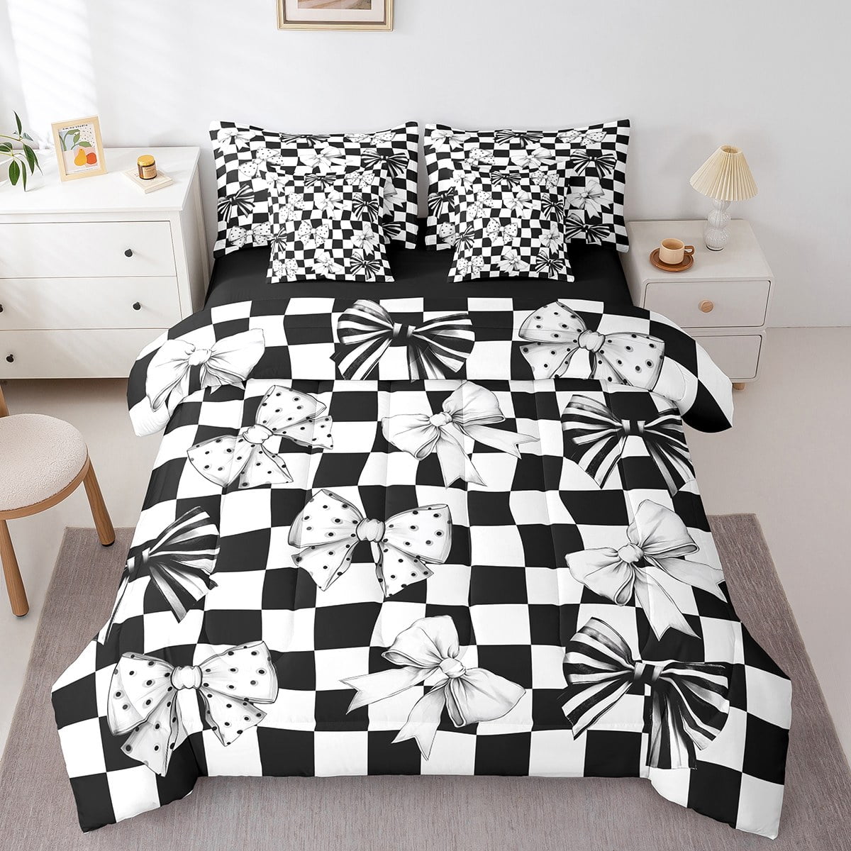 Erosebridal Blue White Grey Ombre Bedding Set Full Size 7-Piece - Oil Painting Comforter Set With Sheets & Pillowcases