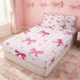 thumbnail image 1 of Erosebridal Cute Princess Bow Zipper Queen Comforter Set with Fitted Sheet and 2 Pillowcases for Girls, Cartoon Star Print Zipper Bedding Set, Pink Reversible, 4-Piece, 1 of 7