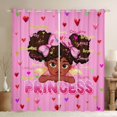 thumbnail image 1 of Erosebridal Cute Princess Girl Blackout Curtains Set of 2 (52x84 Each),Cartoon Black Girly Colorful Loves Print Window Curtains For Kids, 1 of 7