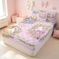 thumbnail image 1 of Erosebridal Cute Princess Zipper Queen Comforter Set with Fitted Sheet and 2 Pillowcases for Girls, Chic Flower Floral Zipper Bedding Set, Colorful Stars Reversible, 1 of 7