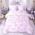 thumbnail image 1 of Erosebridal Cute Purple Bowknot Kids 7-Piece Bedding Comforter Set,Dreamy Princess Style King Bedding Sets For Girls,Reversible, 1 of 7