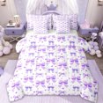 thumbnail image 1 of Erosebridal Cute Purple Bowknot Kids 7 Pieces Bedding Comforter Set,Cartoon Heart Print Full Bedding Set For Girls,Reversible, 1 of 7