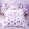 thumbnail image 1 of Erosebridal Cute Purple Bowknot Kids Twin Comforter Sets,Cartoon Heart Print Bedding Set For Girls,Reversible,2pcs, 1 of 7