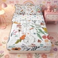 thumbnail image 1 of Erosebridal Cute Rabbit Zipper Twin Comforter Sets with Fitted Sheet and 2 Pillowcases,Woodland Foliage Print Zipper Bedding Set,Orange Blush Pink,Reversible, 1 of 6