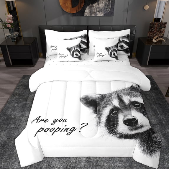 Erosebridal Cute Raccoon Kids Twin Bedding Sets 7-Piece, 3D Animal Print Bedding Comforter Set