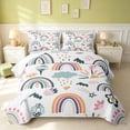 thumbnail image 1 of Erosebridal Cute Rainbow Twin Quilt Set, Kawaii Clouds Twin Coverlet Set, Polka Dots Reversible, Boho Rainbow, 2 Pieces (1 Bedspread and 1 Pillowcase), 1 of 7