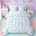 thumbnail image 1 of Erosebridal Cute Rainbow Unicorn 7 Pieces Bedding Comforter Set,3D Cartoon Magic Animal Print Full Bedding Set For Kids Girls,Reversible, 1 of 7