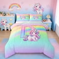 thumbnail image 1 of Erosebridal Cute Rainbow Unicorn Full Size Comforter Sets,Watercolor Alphabet D Girls Personalized Gifts Bedding Sets For Kids,Reversible Pink 3pcs, 1 of 7