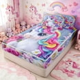 thumbnail image 1 of Erosebridal Cute Rainbow Unicorn Zipper Full Size Comforter Sets with Fitted Sheet and 2 Pillowcases for Girls, Pink Blooming Groovy Rose Zipper Bedding Set, Polkadot Reversible, 4pcs, 1 of 7