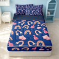 thumbnail image 1 of Erosebridal Cute Rainbow Zipper Twin Comforter Sets with Fitted Sheet and 2 Pillowcases, Cartoon Flamingo Zipper Bedding Set, Navy Reversible, Royal Blue Pink, Navy Reversible, 1 of 7