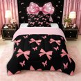 thumbnail image 1 of Erosebridal Cute Ribbon Bow Twin Comforter Sets 3-Piece for Girls,Teens Women Flying Butterfly Bedding Set,Pink Reversible,Breathable Home Decor, 1 of 6