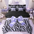 thumbnail image 1 of Erosebridal Cute Ribbon Bowknot 7 Pieces Bedding Comforter Set,Abstract Zebra Stripe Full Bedding Set For Girls Kids,Reversible black, 1 of 7