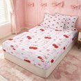 thumbnail image 1 of Erosebridal Cute Ribbon Cherry Zipper Twin Comforter Sets with Fitted Sheet and 2 Pillowcases for Girls, Cartoon Stripes Lines Zipper Bedding Set, Pink Reversible, 4pcs, 1 of 7
