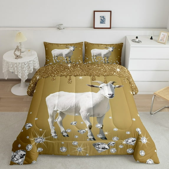 Erosebridal Cute Sheep Comforter Sets Full Size, Bling Diamond Comforters & Duvets, Rustic Farmhouse Animal Decor, Reversible