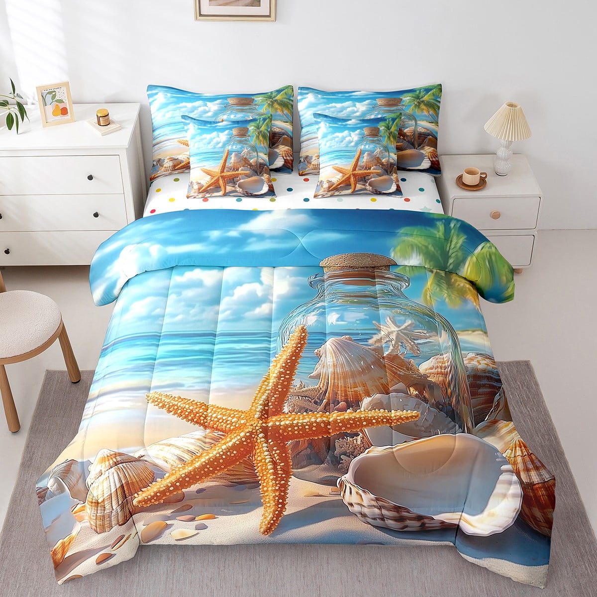 Erosebridal Cute Starfish Bedding Sets Full Size, Tropical Beach