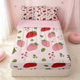 thumbnail image 1 of Erosebridal Cute Strawberry Zipper Queen Comforter Set with Fitted Sheet and 2 Pillowcases, Kawaii Fruit Zipper Bedding Set, Pink Reversible, Soft Strawberry, Pink Reversible, 1 of 7