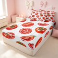 thumbnail image 1 of Erosebridal Cute Tomato Zipper Queen Comforter Set with Fitted Sheet and 2 Pillowcases for Girls, Cartoon Vegetable Zipper Bedding Set, Polka Dots Reversible, 1 of 7