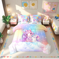 thumbnail image 1 of Erosebridal Cute Unicorn Bed In A Bag Queen Size, Initial Printed G Bed Set, Rainbow Galaxy Bedding Queen Size, Microfiber Bedroom Decorative,7-Piece Reversible, 1 of 5