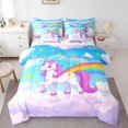 thumbnail image 1 of Erosebridal Cute Unicorn Bed in a Bag Twin Size, Star Rainbow Bed Set, Blue Pink Cloud Bed Sheets Setp with Comforter, Super Cozy Room Decor, Reversible 7 Pieces, 1 of 5