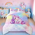 thumbnail image 1 of Erosebridal Cute Unicorn Bedding Sets King With Comforter, Initial Printed M Duvet Insert, Rainbow Galaxy Comforter Sets King Size, Microfiber Bedroom Decorative,3Pcs Reversible, 1 of 6