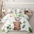 thumbnail image 1 of Erosebridal Cute Wildlife Zebra Twin Quilt Set for Boys Girls, Tropical Leaf Flower Twin Coverlet Set, 2pcs, 1 of 7