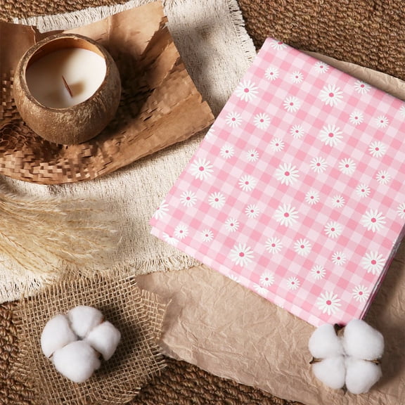 Erosebridal Daisy Gingham Pink 100% Cotton Fabric by the Yard 1 Yard, Cheerful Check Home Decor Fabric by the Yard