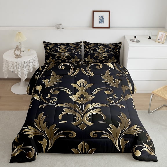 Erosebridal Damask Floral Comforter Sets TwinSize, Bohomian Tribal Comforters & Duvets, Mandala Hippie Decor, Reversible 2pcs