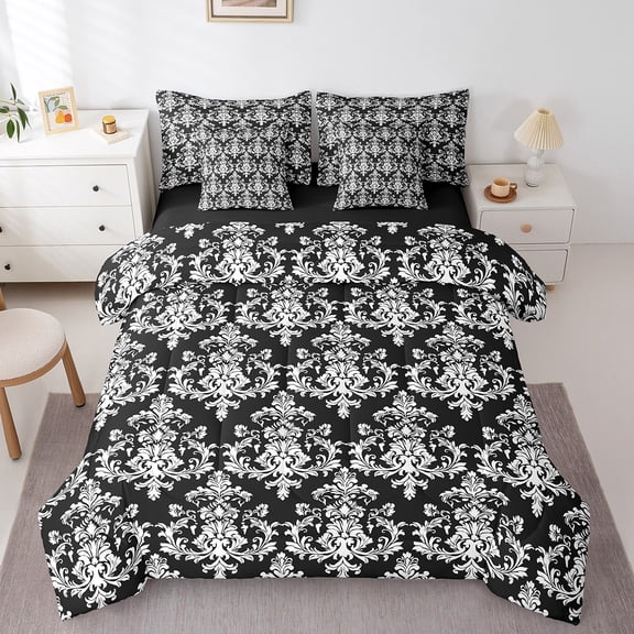 Erosebridal Damask Flower Bedding Sets Twin Size, Tribal Mandala Bedding Twin Size, Bohomian Style Reversible Comforter Sets with Sheets, Ultra Soft Bedroom Decoration, 7pcs