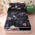 thumbnail image 1 of Erosebridal Dark Botanical Pattern Zipper Twin Comforter Sets with Fitted Sheet and 2 Pillowcases,Large Peony Print Zipper Bedding Set,Pink Violet Black,Black Reversible, 1 of 6