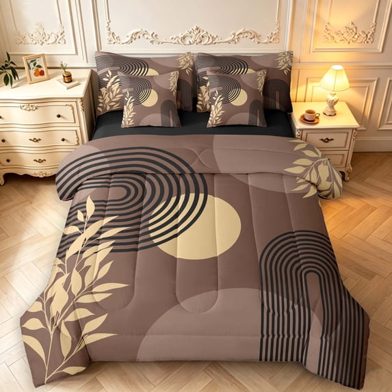Erosebridal Dark Brown Curved Arch 7 Pieces Full Size Bedding Sets ...