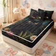 thumbnail image 1 of Erosebridal Dark Gothic Black Cat Zipper Queen Comforter Set with Fitted Sheet and 2 Pillowcases,Wild Flower Moon Zipper Bedding Set,Forest Black,4 Pieces,Black Reversible, 1 of 5