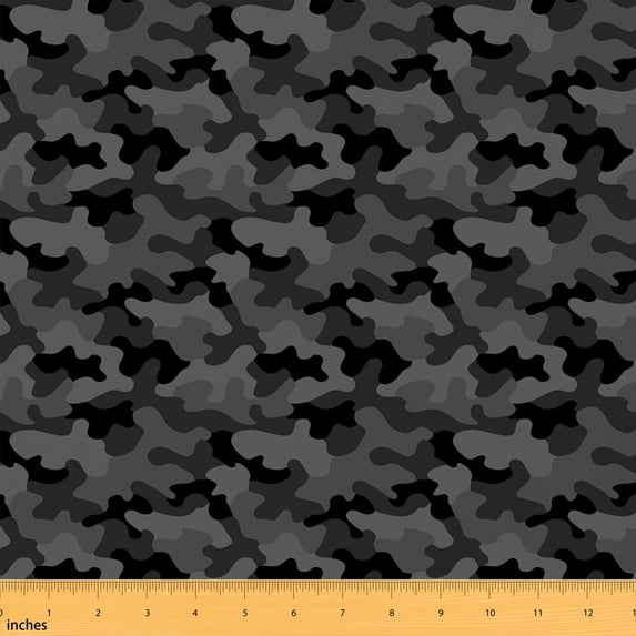 Erosebridal Dark Gray Camouflage Fabric by the Yard 2 Yards, Military Army Camo Pattern Sewing Fabric