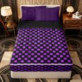 thumbnail image 1 of Erosebridal Dark Grid Pattern Zipper Full Size Comforter Sets with Fitted Sheet and 2 Pillowcases,Square Lattice Print Zipper Bedding Set,Purple Black,Black Reversible, 1 of 6