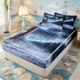 thumbnail image 1 of Erosebridal Dark Storm Lighthouse Print Zipper Queen Comforter Set with Fitted Sheet and 2 Pillowcases,Rough Foam Wave Rock Accent Zipper Bedding Set,Navy Gray,4 Pieces,Black Reversible, 1 of 6