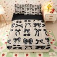 thumbnail image 1 of Erosebridal Dark Tone Bow Pattern Zipper Full Size Comforter Sets with Fitted Sheet and 2 Pillowcases,Cherry Fruit Print Zipper Bedding Set,Black Beige,Black Reversible, 1 of 6