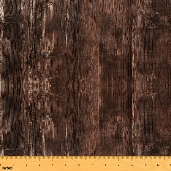 Erosebridal Dark Wood Fabric by the Yard 1 Yard, Rustic Grain Home Decor Fabric by the Yard