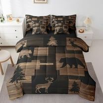 Erosebridal Deer Bear Bedding Sets Twin Size, Rustic Farmhouse Comforter Sets with Sheets, Woodland Wildlife Decor, Reversible