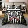 thumbnail image 1 of Erosebridal Deer Camo Bedding Set American Flag Duvet Cover Hunting Theme Comforter Cover Military Army Green Camouflage Bedspread Wild Animal Moose Print Western Rustic Farmhouse Decor Bedding Full, 1 of 6