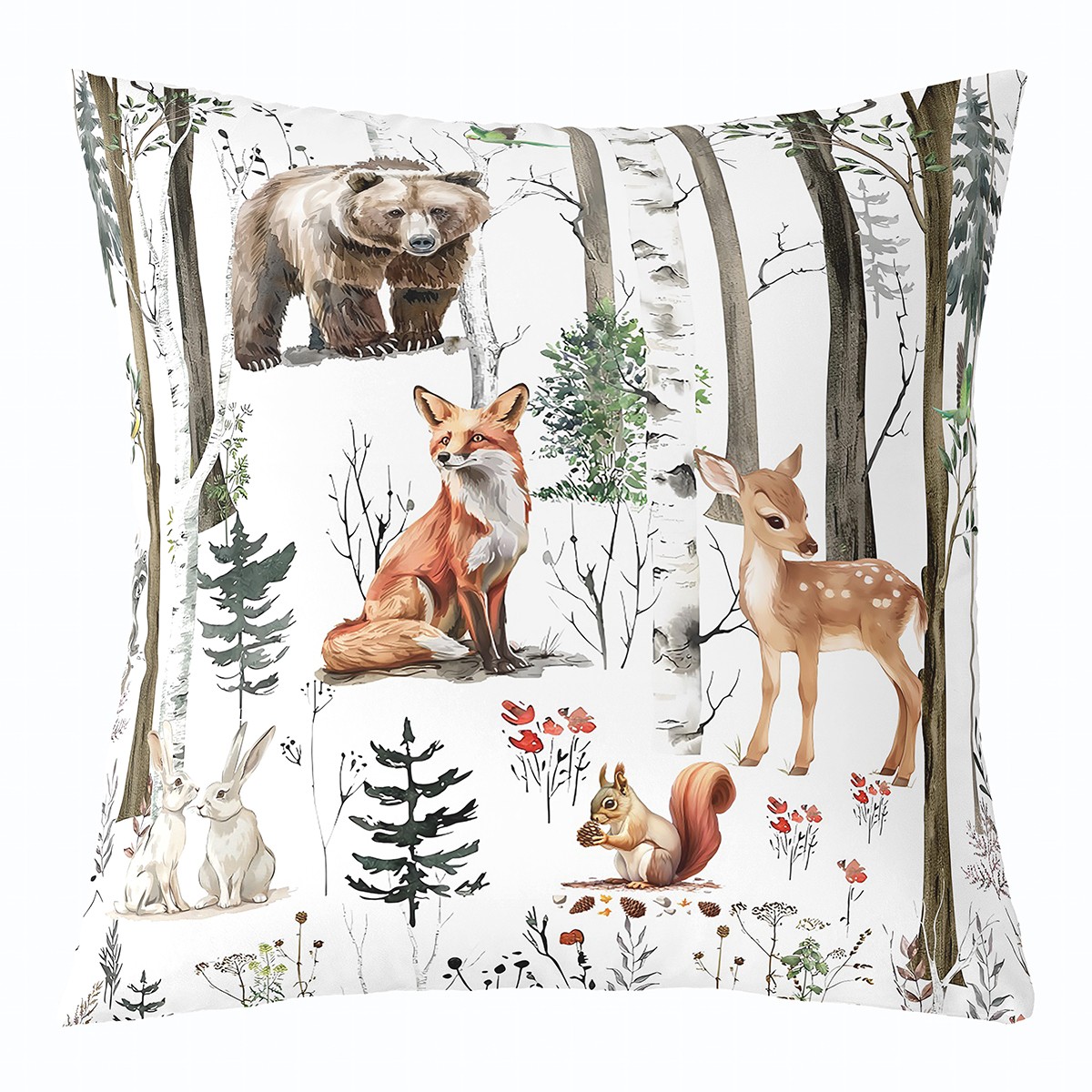 Curated visual reference: Picture Idea: Erosebridal Deer Fox Rabbit Throw Pillow Covers 24X24 Woodland Animal