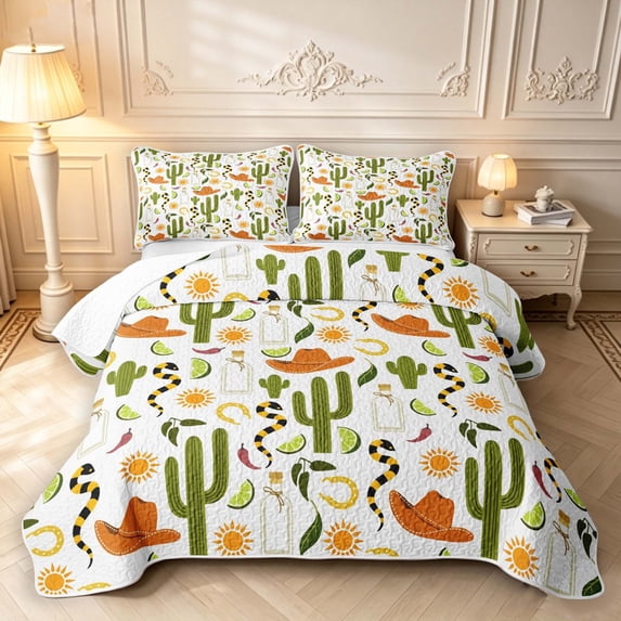 Erosebridal Desert Cactus Bed Spread Queen,Cute Snake Bottle Queen ...
