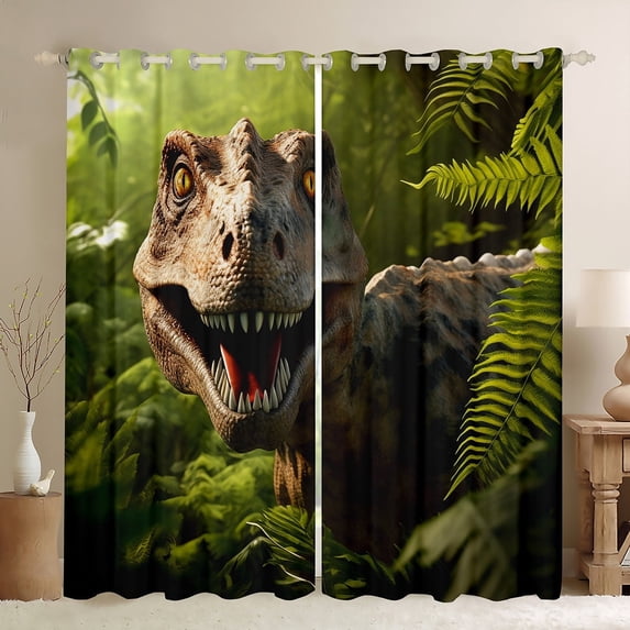 Erosebridal Dinosaur 30%-50% Blackout Curtains Kids Dinosaur Curtains & Drapes 3D Digital Print Curtains for Bedroom, Jungle Animal Window Curtains 38''Wx45''L