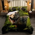 thumbnail image 1 of Erosebridal Dinosaur Bedding Comforters & Sets Jungle Animal Comforter Set Twin Size, 3D Reptile Animals Bedding Sets Tropical Rainforest Botanical Leaves Quilt,1 Comforter 1 Pillowcase, 1 of 5