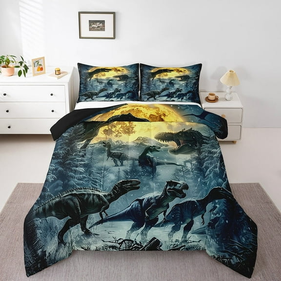Erosebridal Dinosaur Bedding Queen Comforter Set, Jungle Animal Down Comforter, Dino Theme Room Decor, Reversible