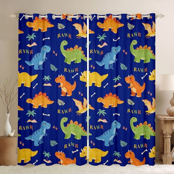 Erosebridal Dinosaur Black Out Curtains for Kids Boys, Funny Wildlife Curtains Pack of 2 (42x63 Each)